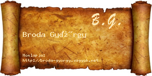 Broda György névjegykártya